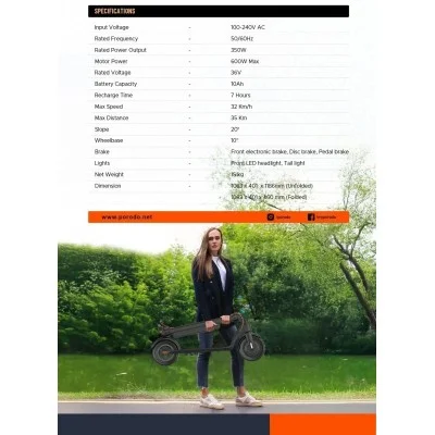 Porodo Lifestyle Urban Scooter Pro - Black